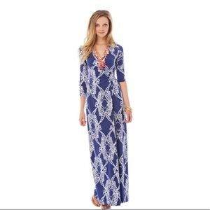 Lilly Pulitzer Navy Maxi Dress with 3/4 sleeves XS